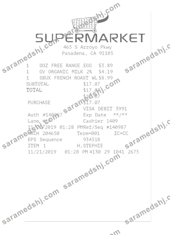 SUPERMARKET receipt template